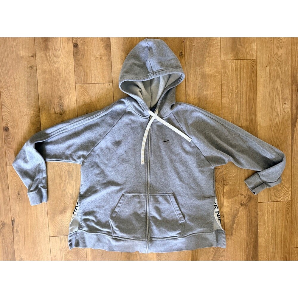 Womens NIKE Zip Up Hoodie siz XL Gray Cotton Blend CU7009-091
